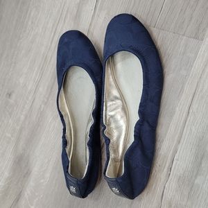 COACH Signature Aly Ballet Flats Elastic in Navy Blue Women's size 10